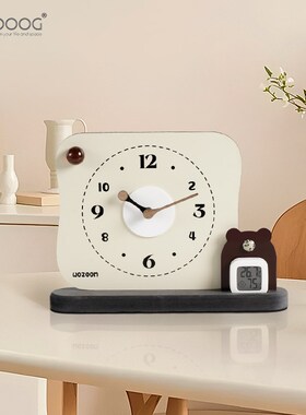 EMITDOOG入户玄关温湿度时钟摆件家居客厅装饰品创意摆放式座钟