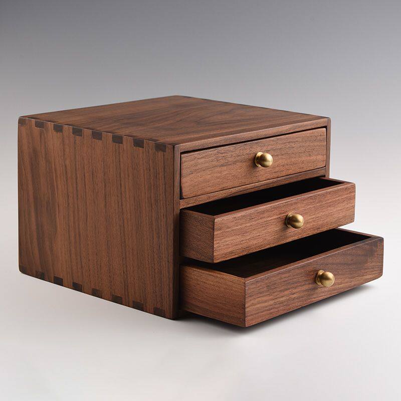 Jinge walnut solid wood Pu'er tea cake box multi-layer drawer tea box tea storage box tea set tea ceremony accessories