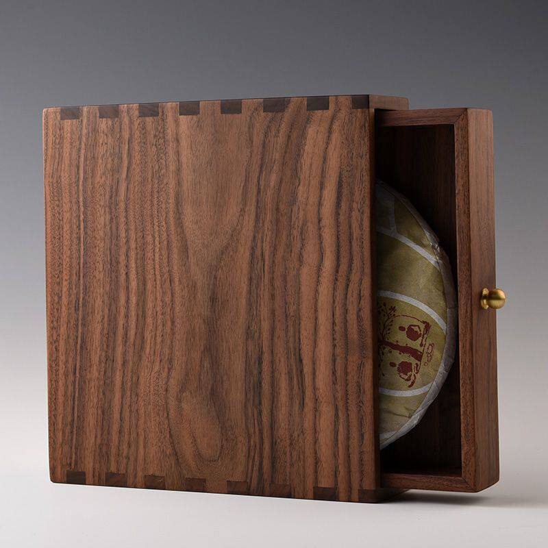 Jinge walnut solid wood Pu'er tea cake box multi-layer drawer tea box tea storage box tea set tea ceremony accessories