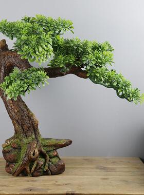 仿景迎客松创意园XM200301艺花卉造盆景布景假树摆观件微景观景植