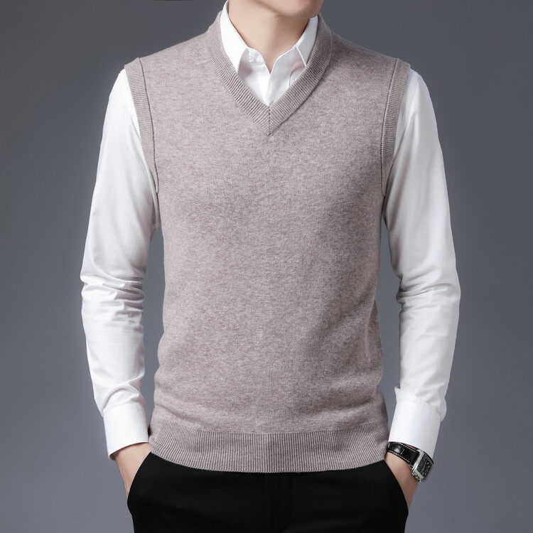 中老年商务羊毛衫背心男士经典款V领马甲冬季内搭外穿爸爸装背心,淘宝优惠券,粉丝福利购,淘宝优惠卷