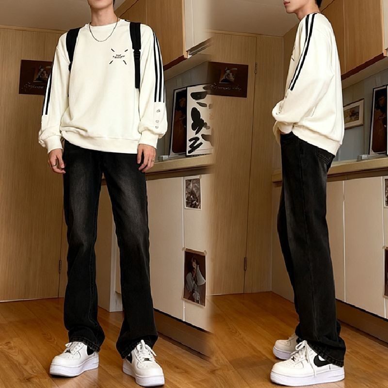 185学生加长牛仔裤高个子美式高街渐层微喇叭裤直筒痞帅高档长裤1,淘宝优惠券,粉丝福利购,淘宝优惠卷