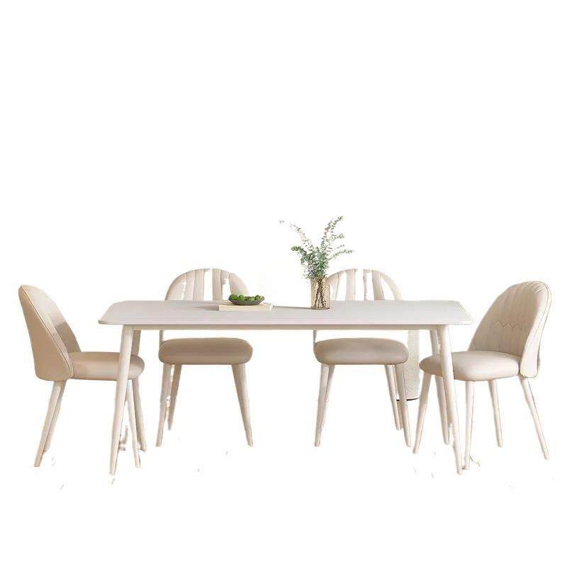 奶油风纯白岩板餐桌家用小户型餐桌椅组合奶茶店桌椅轻奢现代简约,淘宝优惠券,粉丝福利购,淘宝优惠卷