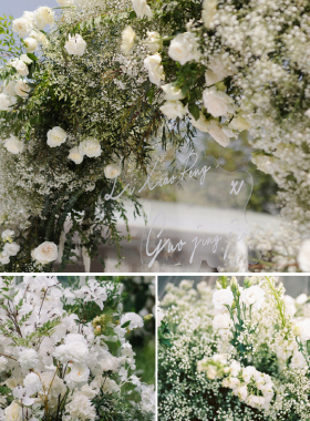 白色系婚礼花材婚庆绢花假花室内布置花装饰花吊顶花路引花拱门花