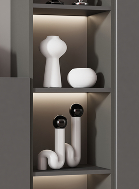 Rzone 高档黑白装饰品摆件客厅电视柜玄关餐边柜现代简约酒柜套装