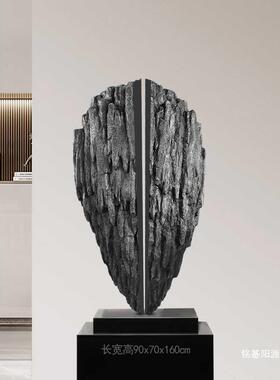 美术馆裂开造景石头装饰石头酒店大堂售楼部创意玄关橱窗展厅