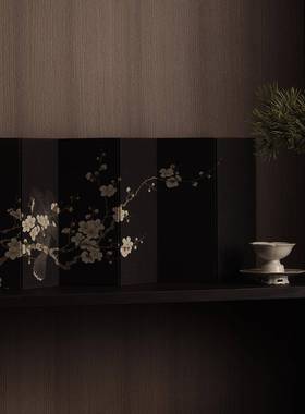 法式中古风东方美花鸟图双面桌面小屏风古玩字画背景摆件