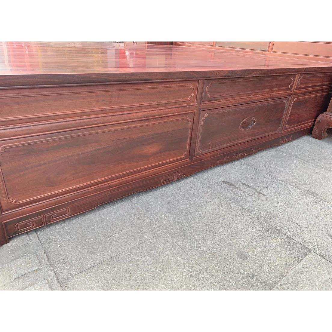 赞比亚血檀新中式实木床1.8米双人床财源滚滚弯背高低床大叶紫檀,淘宝优惠券,粉丝福利购,淘宝优惠卷