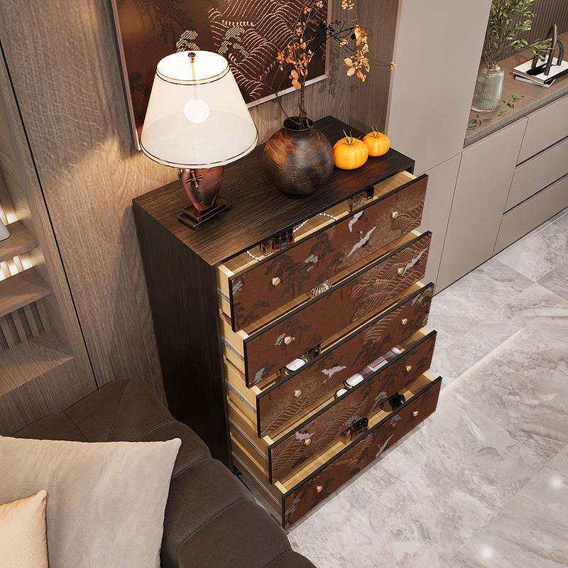 新中式实木五斗柜多层储物抽屉柜免安装立柜客厅卧室收纳柜子漆画,淘宝优惠券,粉丝福利购,淘宝优惠卷
