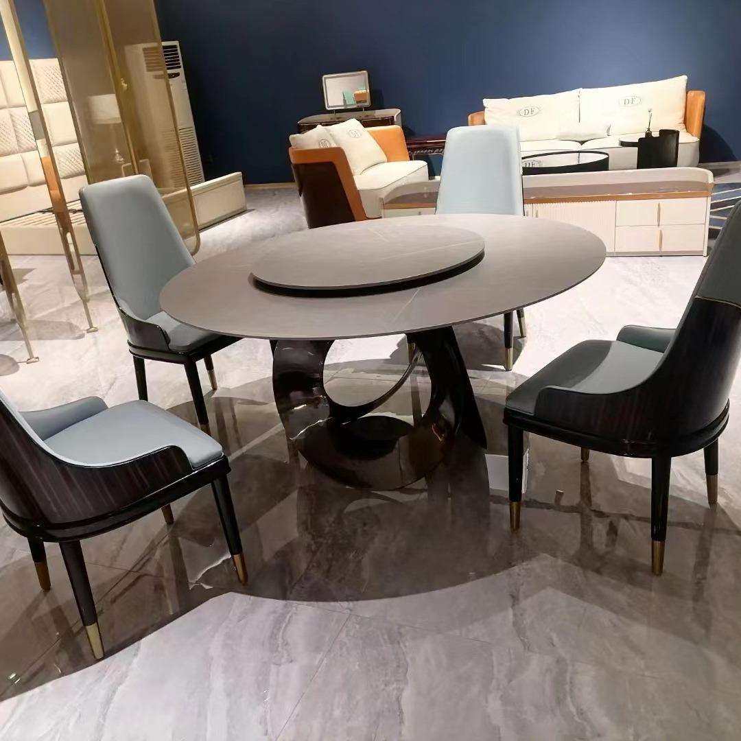 意式岩板现代简约轻奢内嵌式圆形餐桌家用小户型6人大理石带转盘,淘宝优惠券,粉丝福利购,淘宝优惠卷