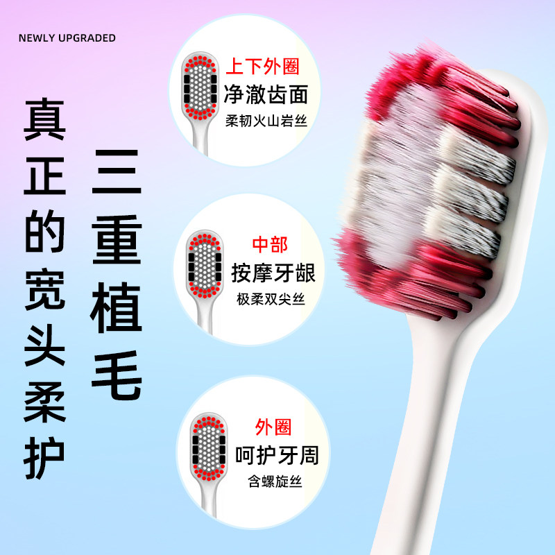 金币后3.02！高颜值软毛护龈宽头牙刷4支