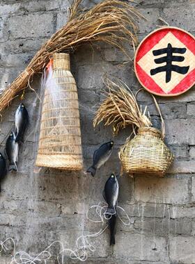 农具渔具渔村鱼米之乡农庄餐厅装饰品墙面挂饰新农村复古怀旧墙壁