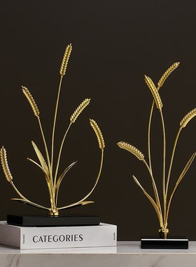 黄金麦穗金属锌合金摆件客厅装饰品轻奢高档工艺品乔迁新居礼物