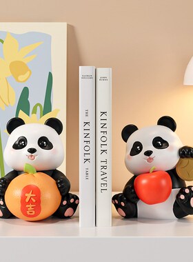 创意熊猫笔筒办公室桌面摆件高级感生日礼物女生男孩儿童房装饰品