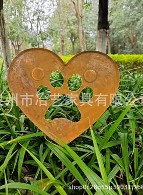 跨境热卖新品新款可爱动物狗爪生锈地插装饰时尚几何简约爱心心形