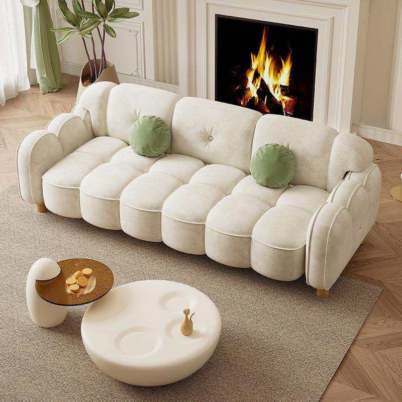 云朵布艺沙发小户型简约现代客厅奶油风果绿色横排三人位直排沙发,淘宝优惠券,粉丝福利购,淘宝优惠卷