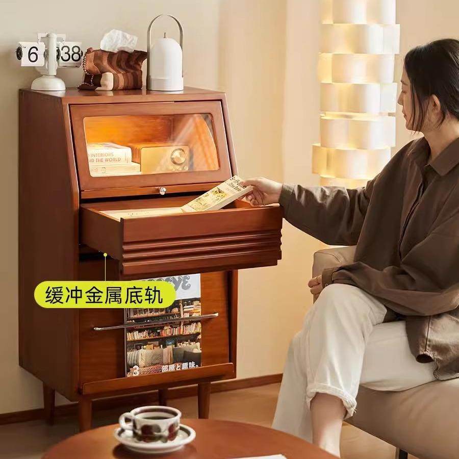 北欧实木书柜家用小户型收纳置物电视边柜客厅沙发复古储物立柜,淘宝优惠券,粉丝福利购,淘宝优惠卷