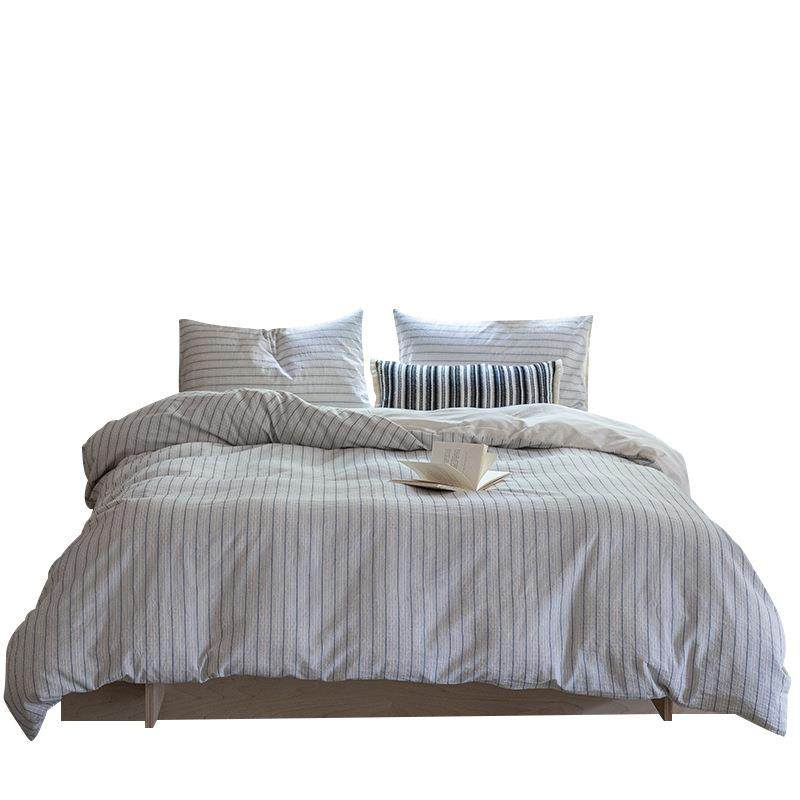 A类简约条纹现代全棉色织提花四件套床上用品纯棉床单被套床笠1.8,淘宝优惠券,粉丝福利购,淘宝优惠卷