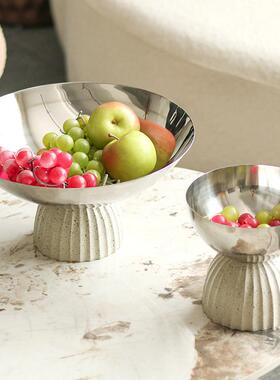 网售红高脚水果盘家QOD用厅茶几餐桌零食样盘轻奢摆件板房楼处客