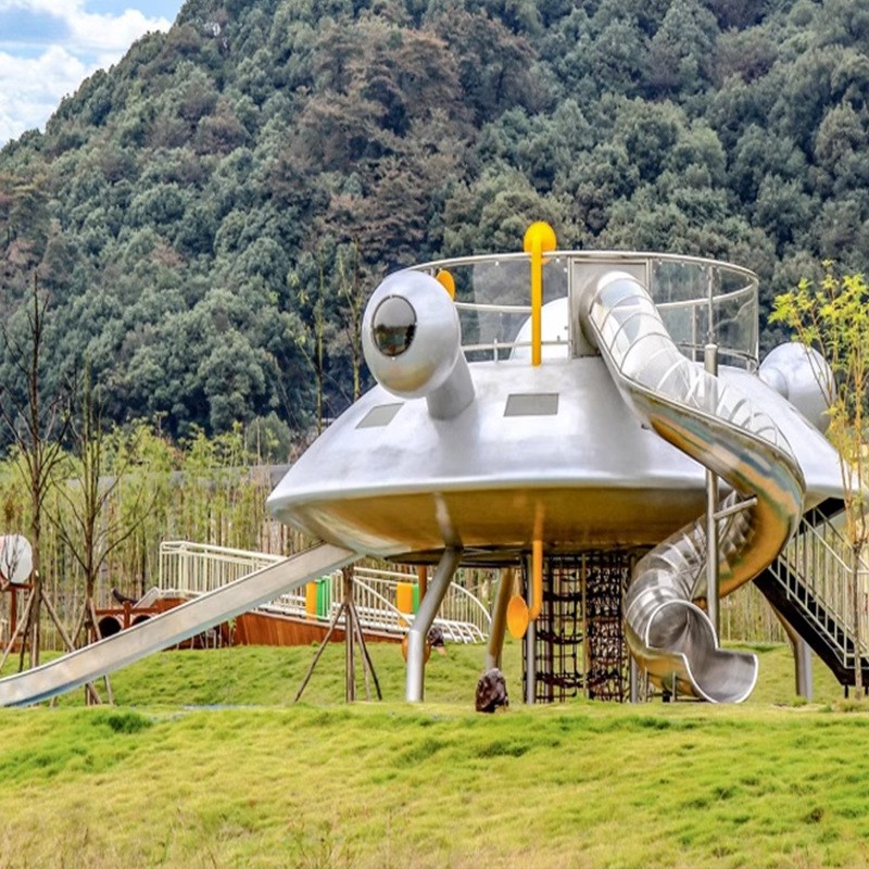 大型不锈钢滑梯小区幼儿园户外游乐设备组合无动力游乐设施厂家 - 图1