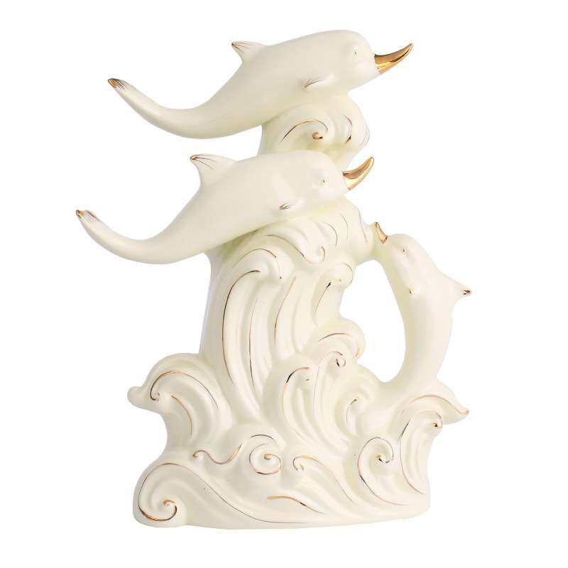 陶瓷家居创意装饰客厅酒店餐厅红酒柜装饰品海豚工艺品小摆件,淘宝优惠券,粉丝福利购,淘宝优惠卷