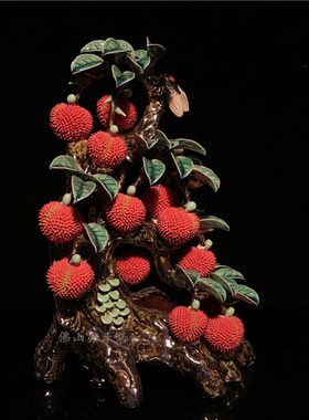 石湾公仔陶瓷满堂红摆件玄关客厅电视柜荔枝装饰品乔迁新居送礼品