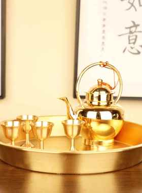 清酒器黄铜酒壶手工制作复古古典创意黄铜 热暖烫酒壶饮酒器具