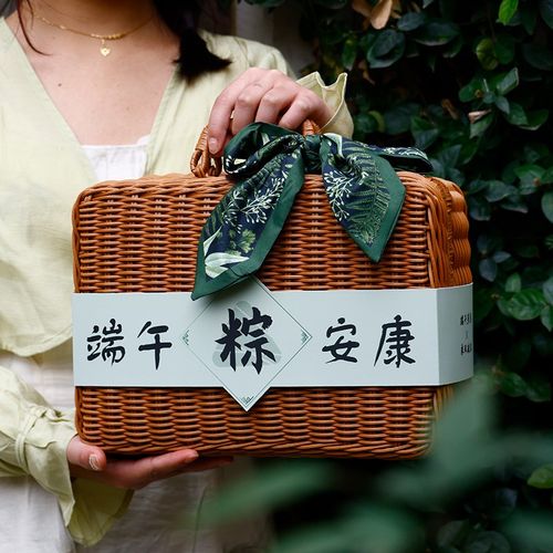 端午节粽子礼盒包装创意竹编手提篮子咸鸭蛋礼盒空盒公司定制送礼 - 图2