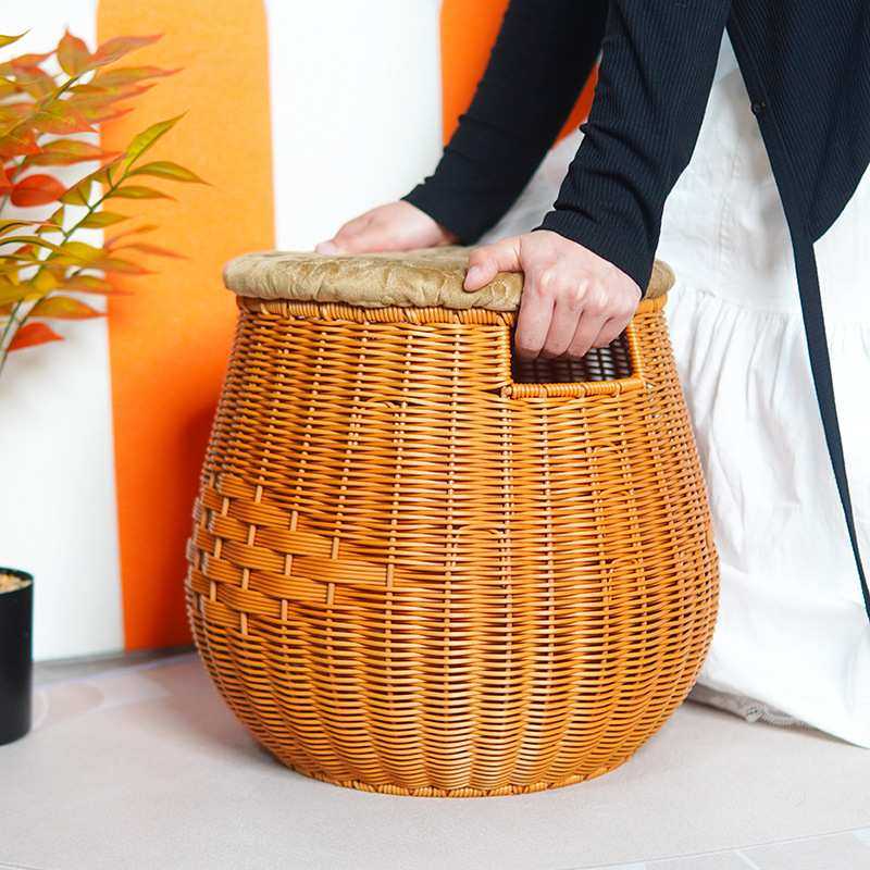 家用藤编藤椅阳台客厅小椅子榻榻米收纳坐凳单人圆形成人编织凳,淘宝优惠券,粉丝福利购,淘宝优惠卷