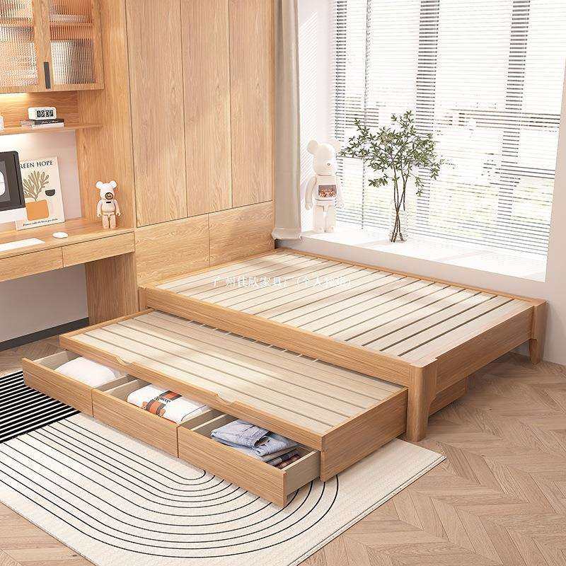实木儿童床榻榻米1.25米储物床单人双人无床头床推拉床拖床子母床,淘宝优惠券,粉丝福利购,淘宝优惠卷