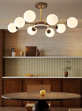 法式复古客厅吊灯中古风魔豆多头大厅灯玻璃圆球主卧室书房间吊灯