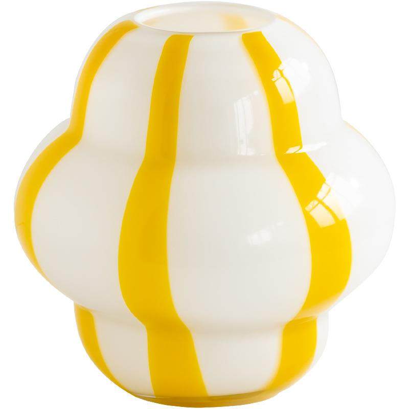 视远工艺品复古条纹玻璃花瓶胖乎乎奶罐子轻奢客厅家居装饰摆件,淘宝优惠券,粉丝福利购,淘宝优惠卷