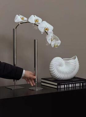 件坐客轻13366奢高级感不钢花瓶插花装器中古风艺锈术饰摆蝴蝶兰