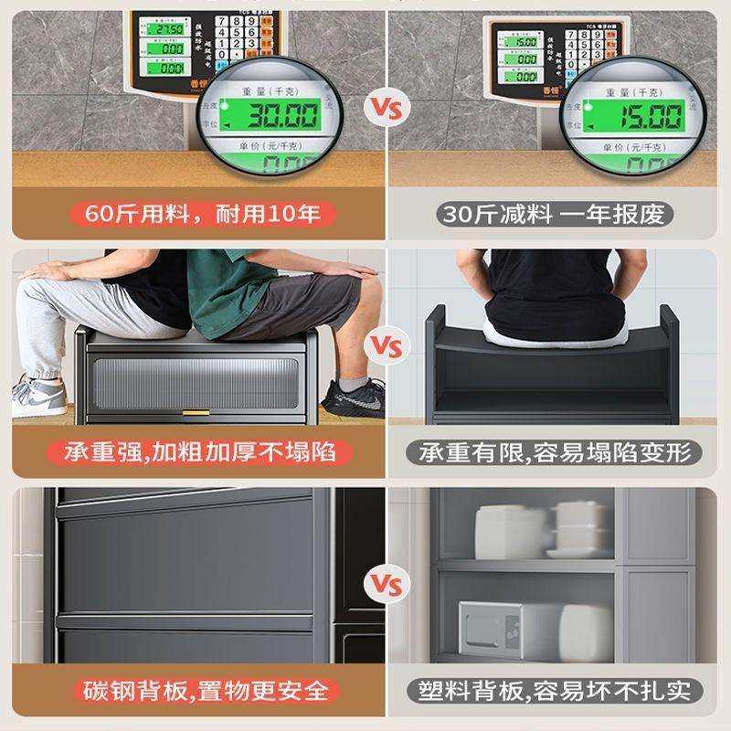 厨房置物架防尘餐边柜大容量收纳储物加厚多层多功能微波炉翻门柜,淘宝优惠券,粉丝福利购,淘宝优惠卷