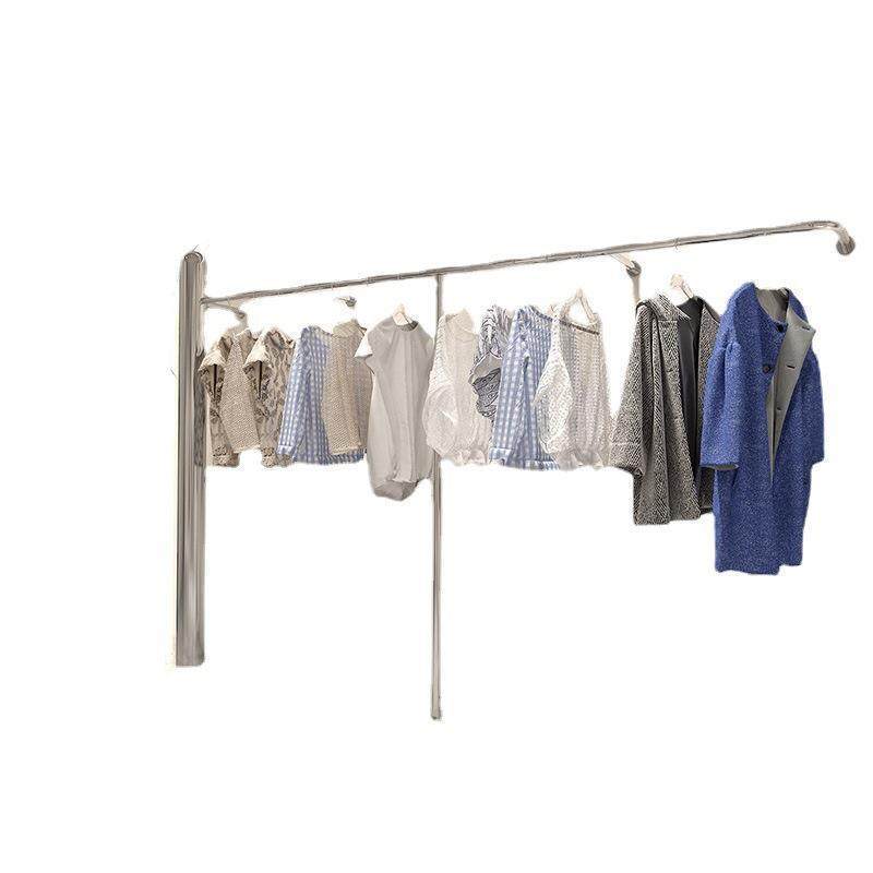 服装店展示架落地式童装店不锈钢银色上墙挂衣杆女装店货架陈列架,淘宝优惠券,粉丝福利购,淘宝优惠卷