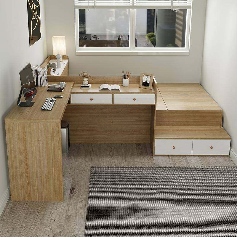 小户型高箱榻榻米带书桌床衣柜一体床组合板式踏踏米小房间单人床,淘宝优惠券,粉丝福利购,淘宝优惠卷