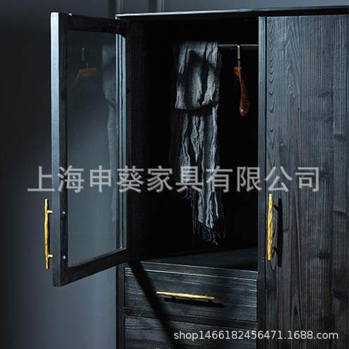 美式轻奢复古实木衣柜顶箱柜样板间别墅工业风收藏储物柜置物柜子 - 图0