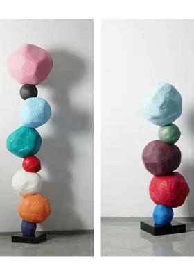 创意彩电色叠石头装现饰雕塑代酒店客厅视柜橱窗落地抽象艺TZ-911