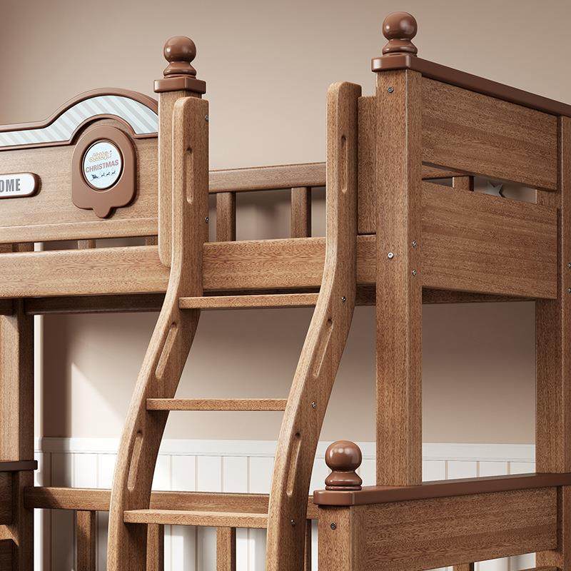 子母床橡胶木卡通上下铺挂梯床全实木高低床儿童床高低木床,淘宝优惠券,粉丝福利购,淘宝优惠卷