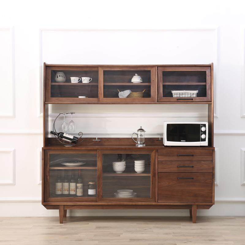 北欧黑胡桃木移门玻璃储物柜现代简约式轻奢收纳柜白橡木餐边柜,淘宝优惠券,粉丝福利购,淘宝优惠卷