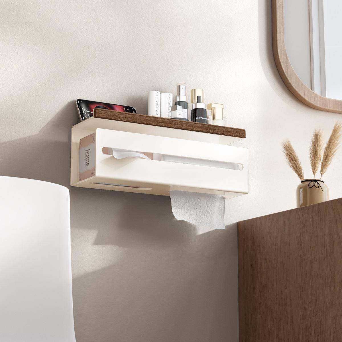 胡桃木纸巾架免打孔卫生间抽纸盒厕所浴室家用抽卷纸置物架壁挂式,淘宝优惠券,粉丝福利购,淘宝优惠卷