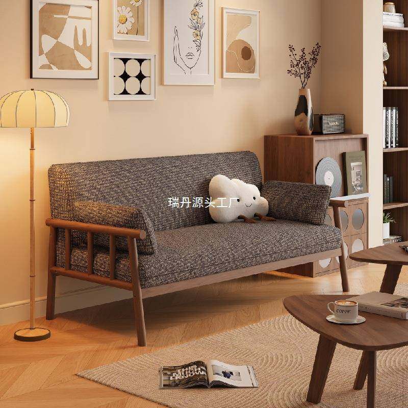 日式全实木小户型客厅三人位冬夏两用公寓出租房双人布艺沙发桌椅,淘宝优惠券,粉丝福利购,淘宝优惠卷