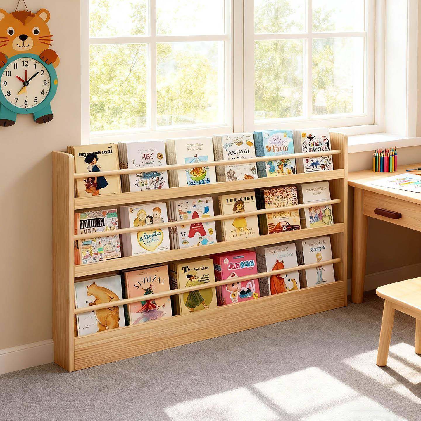 家用实木书架儿童绘本落地展示架多层阅读收纳架杂志架墙上置物架,淘宝优惠券,粉丝福利购,淘宝优惠卷
