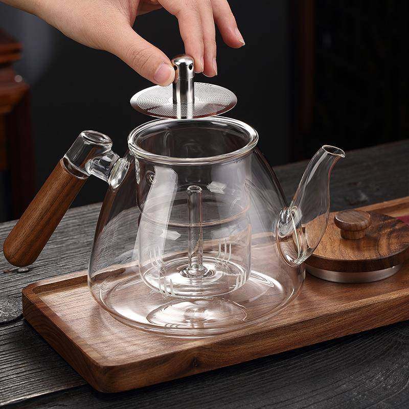玻璃蒸煮茶壶烧水壶胡桃木提梁壶电陶炉煮茶器养生壶家用套装,淘宝优惠券,粉丝福利购,淘宝优惠卷