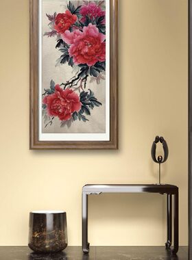 四尺四开小写意牡丹国画,鸿运当头系列,家居挂画,纯手绘作品