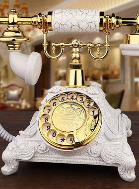 欧式复古旋电话机座家用老式古电机话机固定海洋之星仿无线插卡转