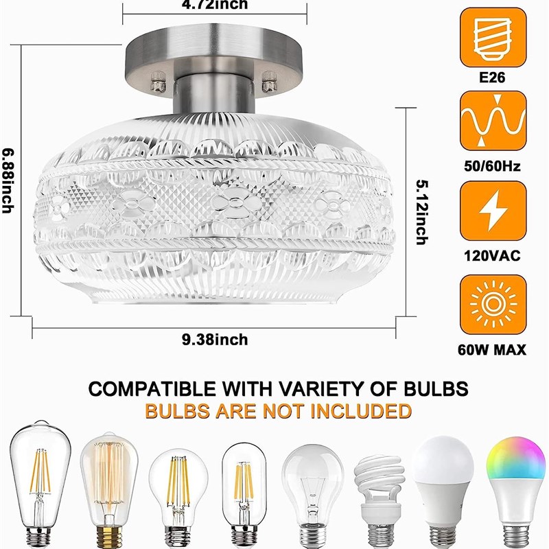 110V卧室灯笼吸顶灯灯罩中式美式轻奢灯笼吊灯客厅玄关过道灯 - 图3