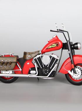 印第安摩托车模型手工美饰式属492酒机车工业风吧金客厅装摆件礼