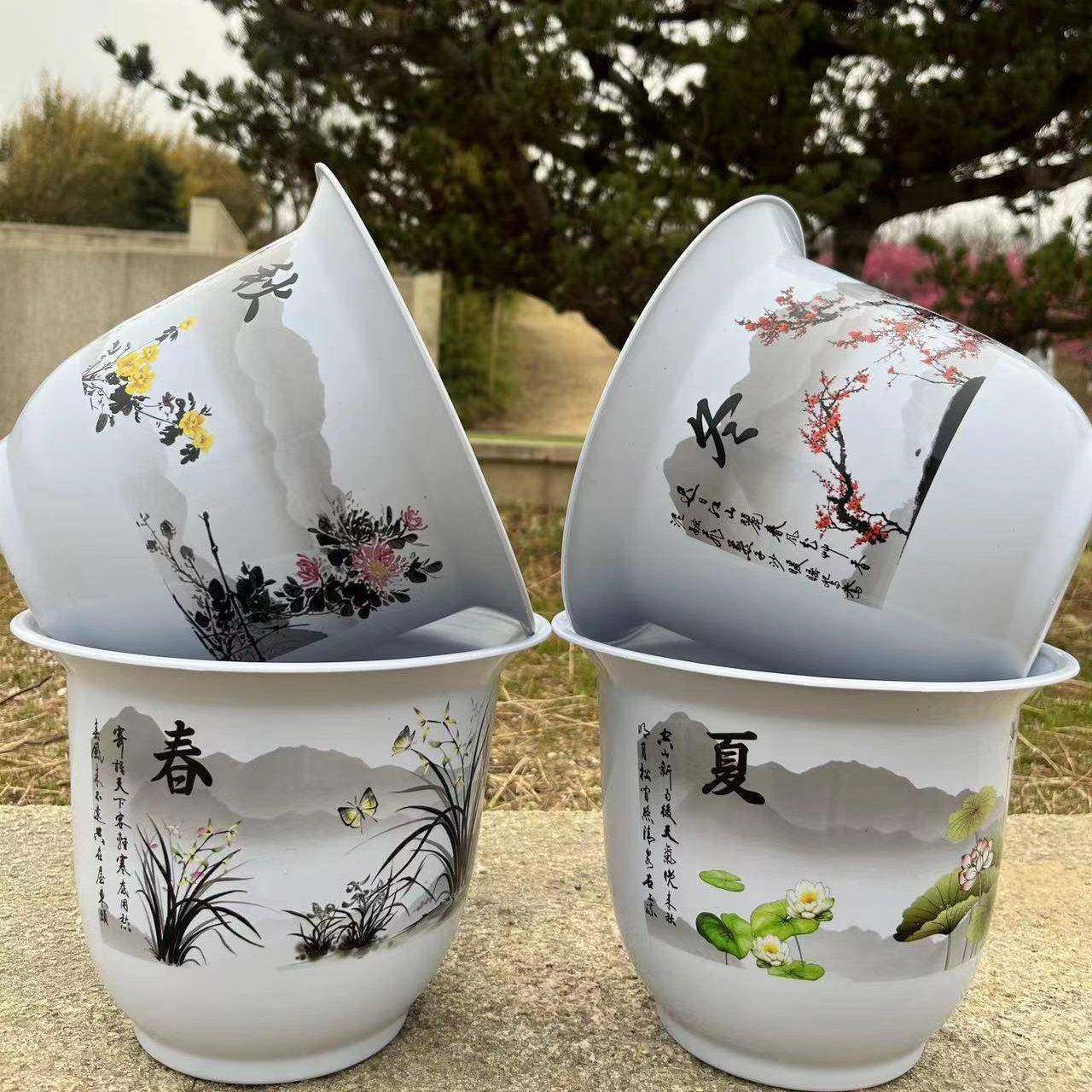 【834卖爆瞭】春秋冬23口18高高彷陶瓷档树脂花盆加夏厚径长寿抗,淘宝优惠券,粉丝福利购,淘宝优惠卷