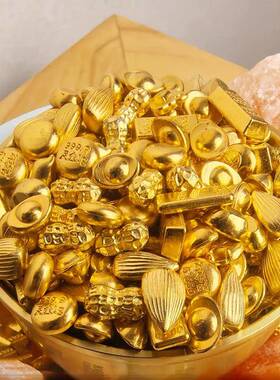 332合金吉祥物十全十美小金砖金豆宝福龟如意元米金豆聚宝大盆填